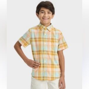 Cat & Jack Multicolor Plaid Button Down Shirt SZ XS 4/5